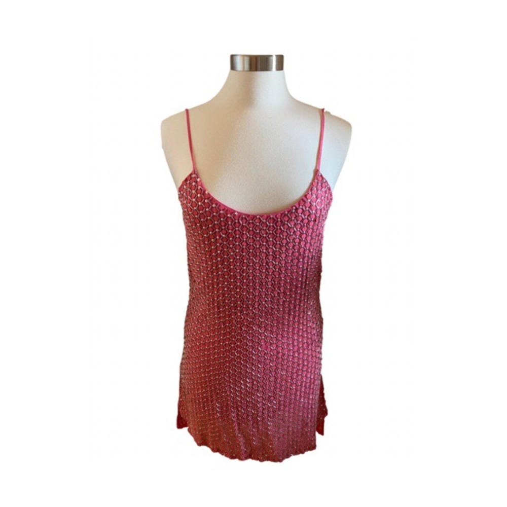 NWT Pink Silk Beaded Parker Mini Dress
